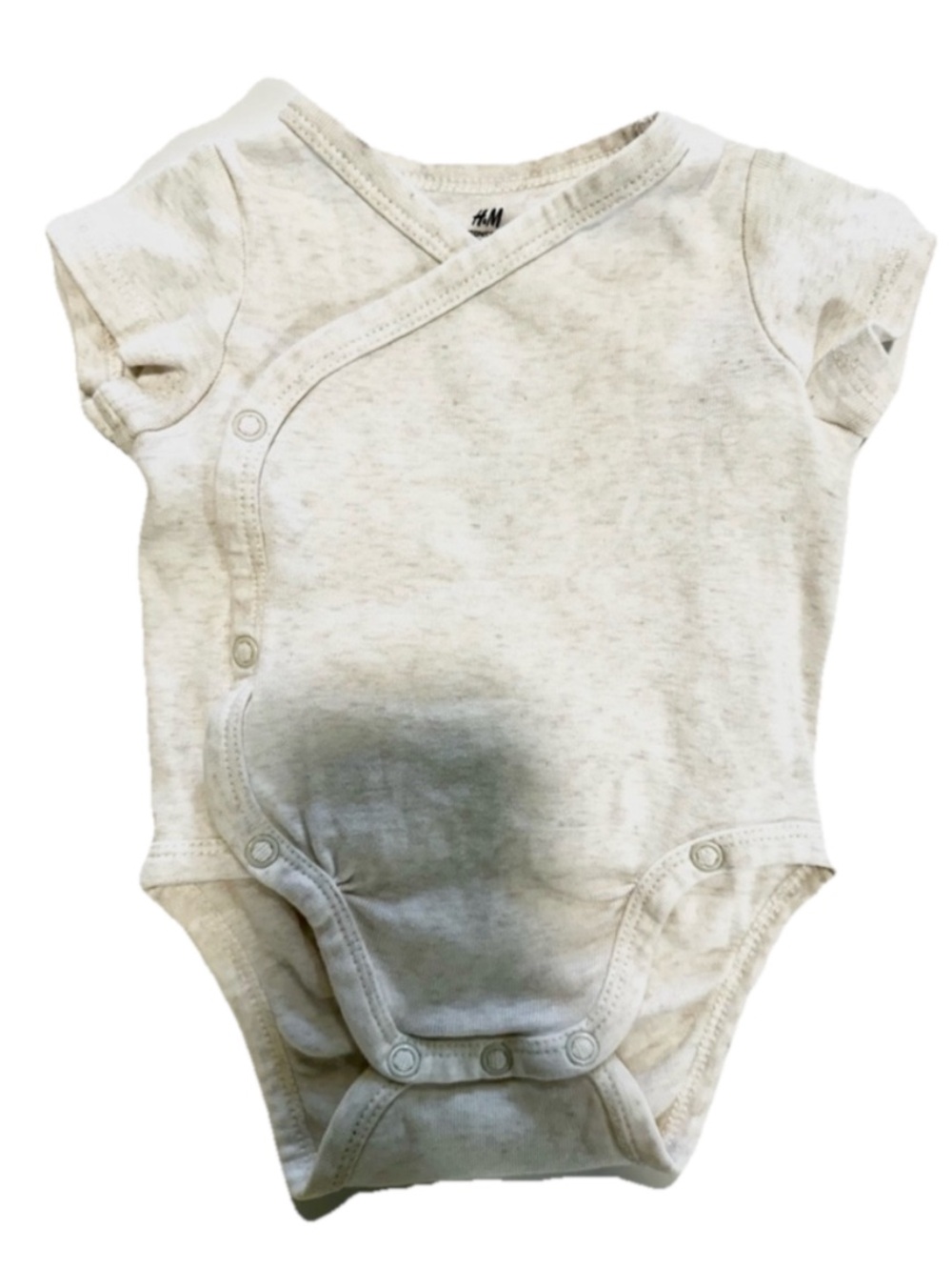 H&M Light Cream Short-Sleeve Baby Bodysuit